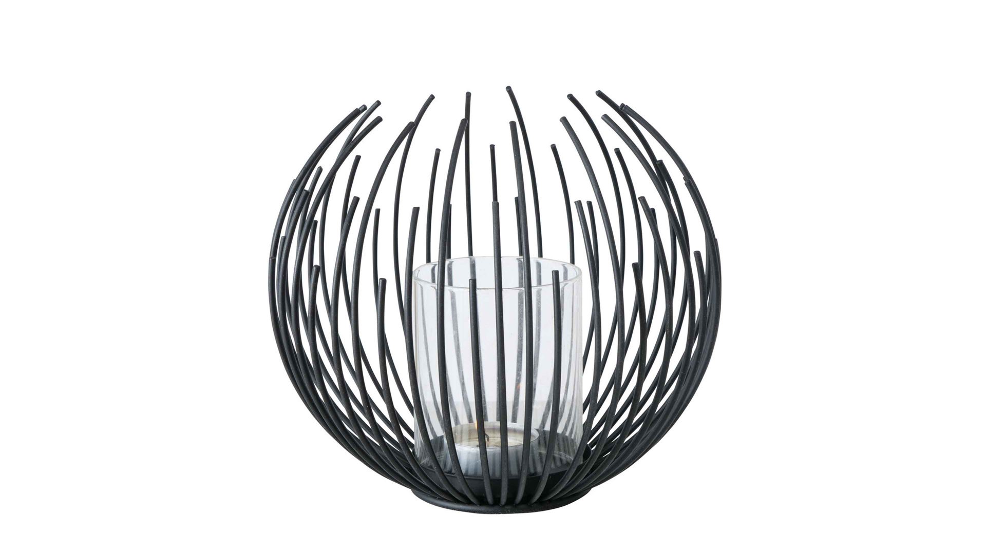 Windlicht Boltze aus Metall in Schwarz Windlicht Cylon schwarzes Eisen – Durchmesser ca. 18 cm