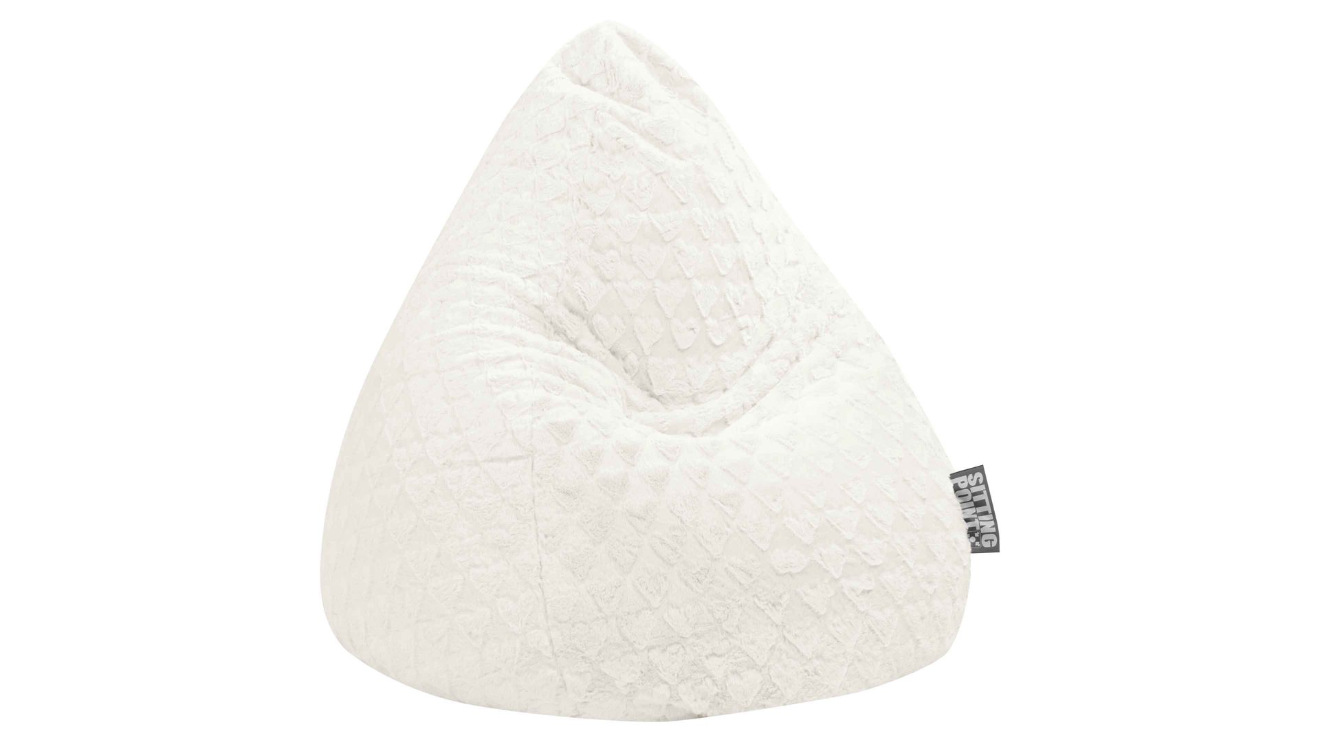 Standard-Sitzsack Magma sitting point aus Kunstfaser in Weiß SITTING POINT Plüsch-Sitzsack Fluffy Hearts L als Sitzmöbel weißer Plüschbezug - ca. 120 Liter