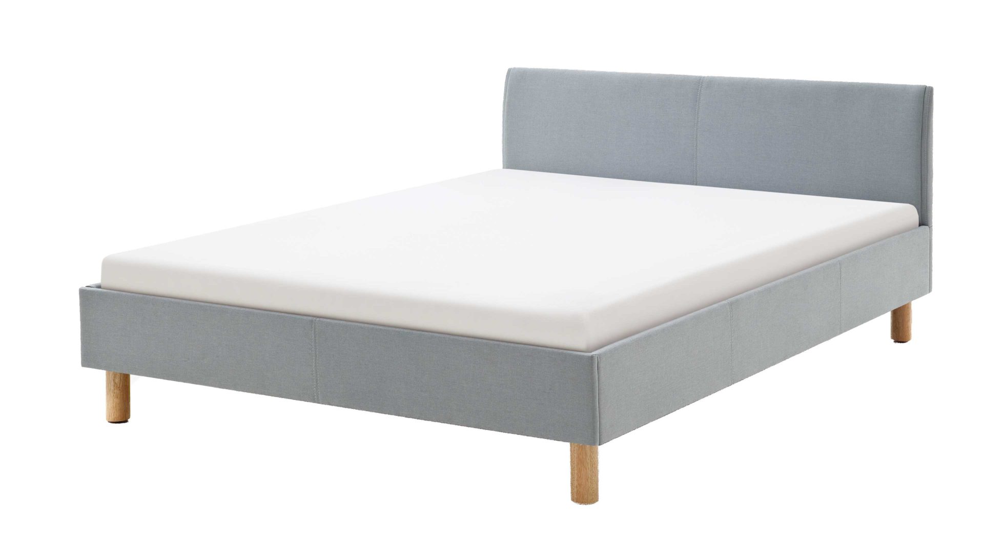 Bettgestell Meise.möbel aus Stoff in Blau Polsterbettgestell Lena eisblauer Bezug Sawana Nr. 72 & Holzfüße - Liegefläche ca. 120 x 200 cm