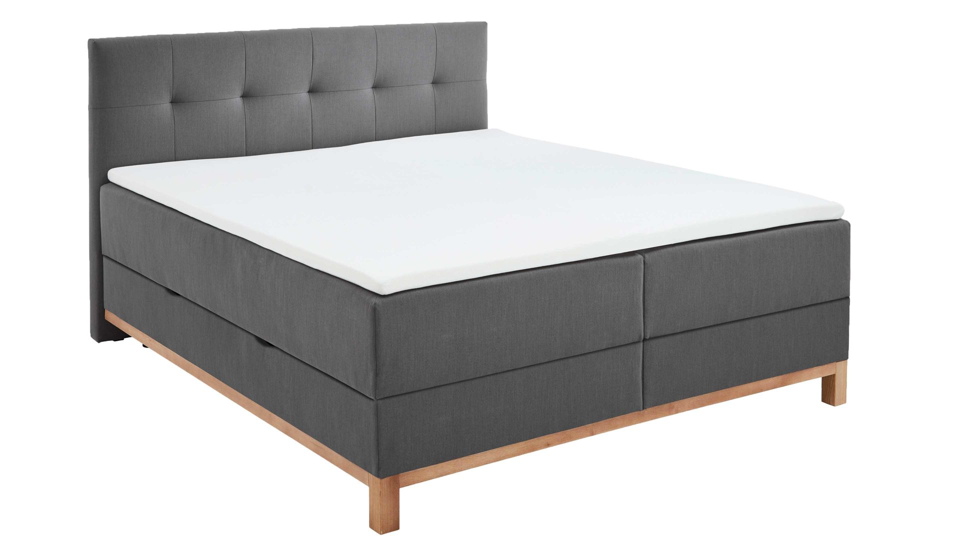 Boxspringbett Meise.möbel aus Stoff in Anthrazit Boxspringbett Catania anthrazitfarbener Bezug Melva 94 & Holzfüße - Liegefläche ca. 180 x 200 cm