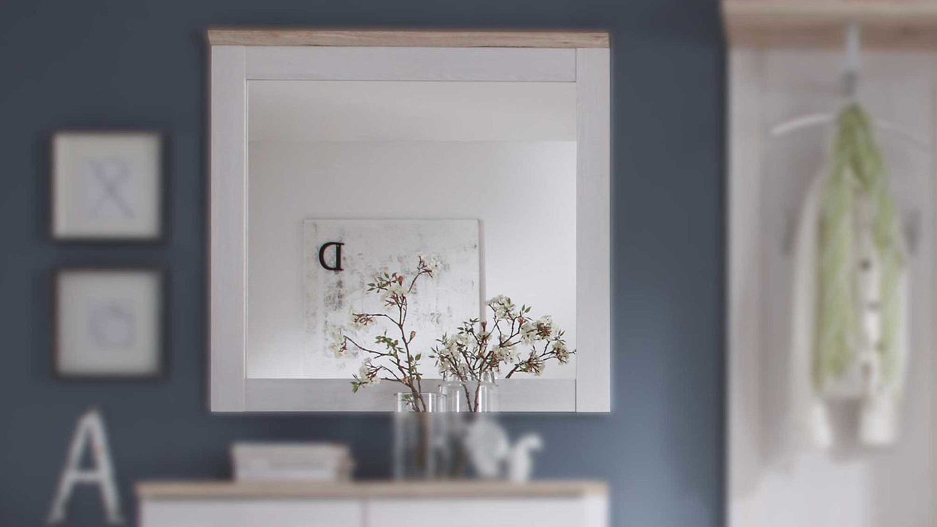 Wandspiegel Bega consult aus Spiegel in Weiß Garderoben-Spiegel Sibiu Lärche & San Remo – ca. 96 x 92 cm