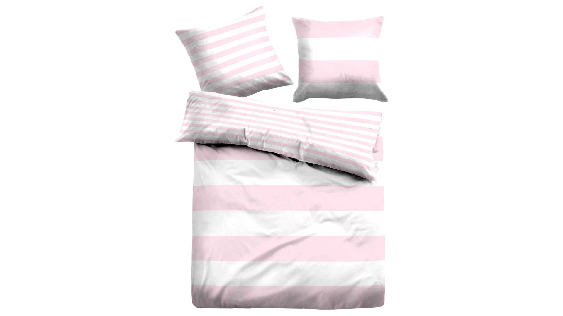 Bettwäsche-Set Biberna schmänk aus Naturfaser in Rosa TOM TAILOR Linon-Bettwäsche Sportlicher Streifen roséfarbene & weiße Streifen – ca. 200 x 200 cm