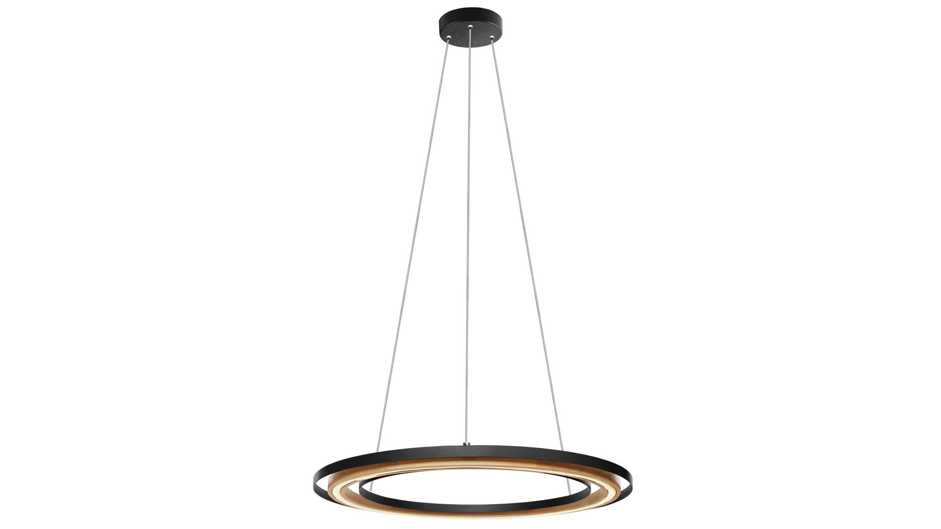 Deckenleuchte Art home - nino leuchten aus Metall in Schwarz Nino Pendelleuchte Rilas schwarzes Metall & Bambusholz - Durchmesser ca. 56 cm