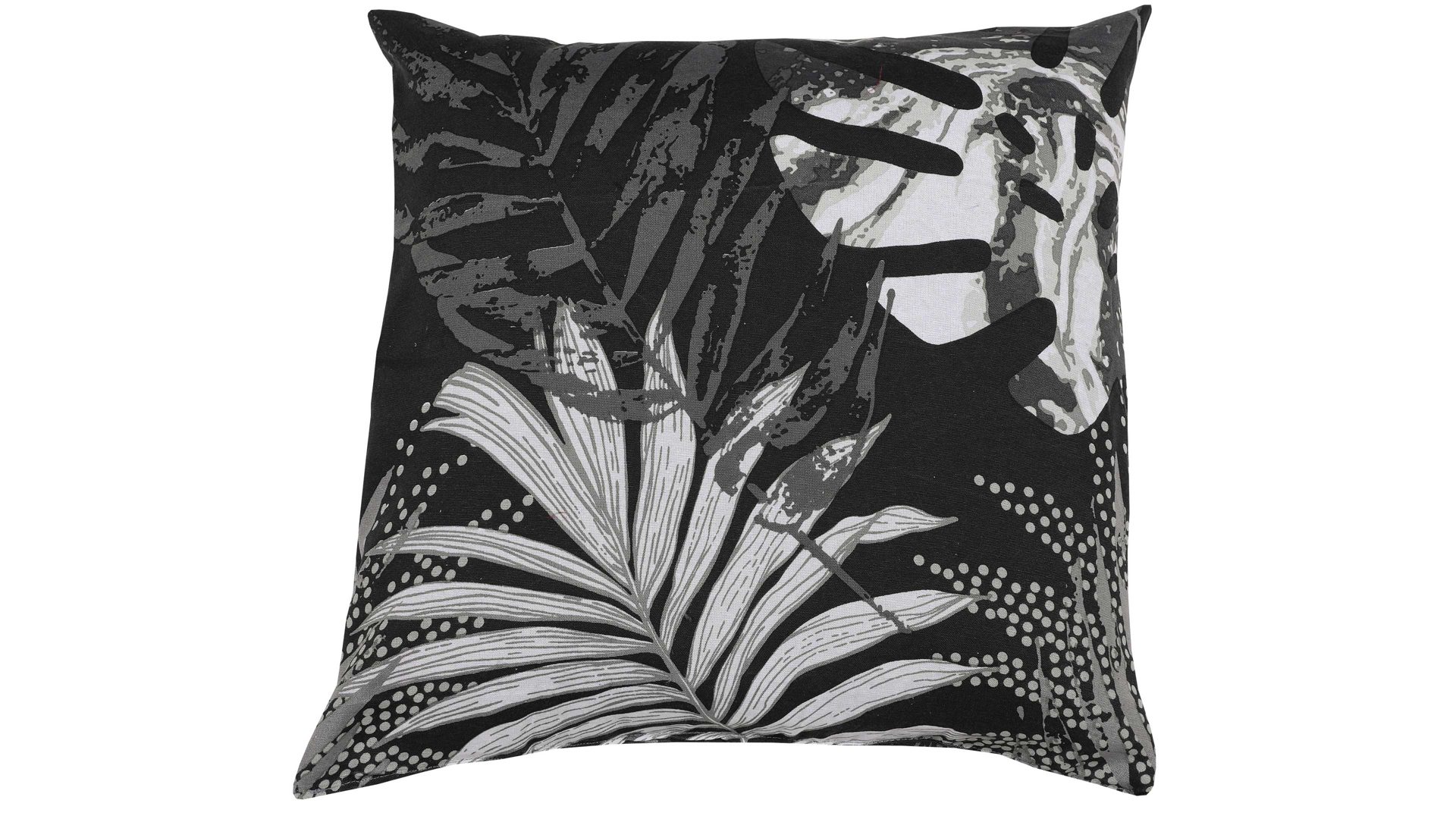 Einzelkissen Go-de textilgesellschaft aus Stoff in Schwarz GO-DE Textil-Serie 29 - Zierkissen schwarz-weißes Blättermotiv - ca. 48 x 48 cm