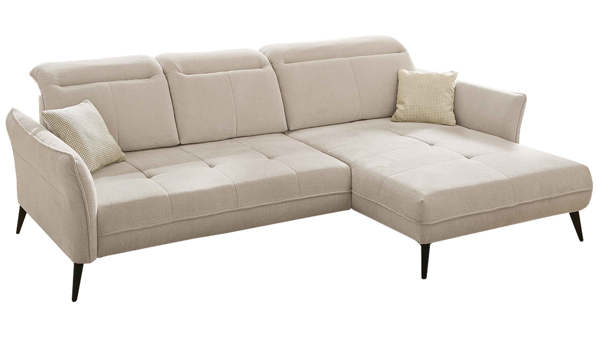 Ecksofa Job aus Stoff in Beige Funktions-Ecksofa Aversa beige Chenille 444.17 & Jacquard 643.09 - Stellfläche ca. 285 x 195 cm