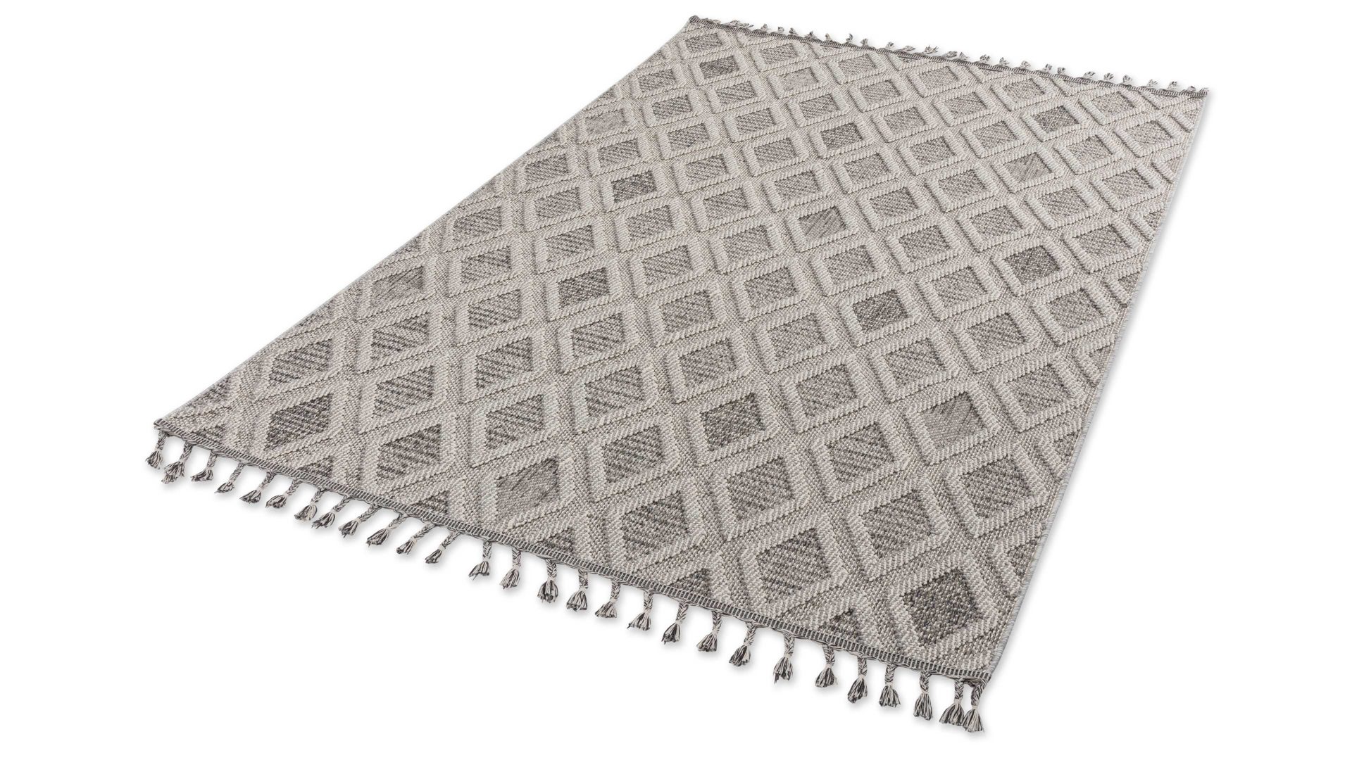 Webteppich Golze | astra aus Kunstfaser in Hellgrau ASTRA® Teppich Trevi hellgraues Rautenmuster - ca. 200 x 290 cm