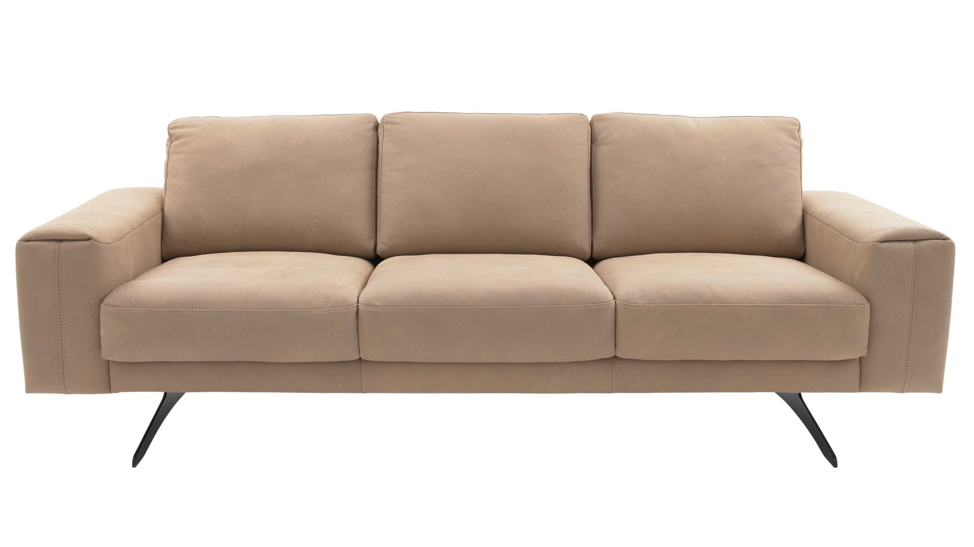 Dreisitzer Interliving aus Leder in Beige Interliving Sofa Serie 4004 - Dreisitzer sandfarbenes LongLife-Leder Z78-49 - Länge ca. 222 cm
