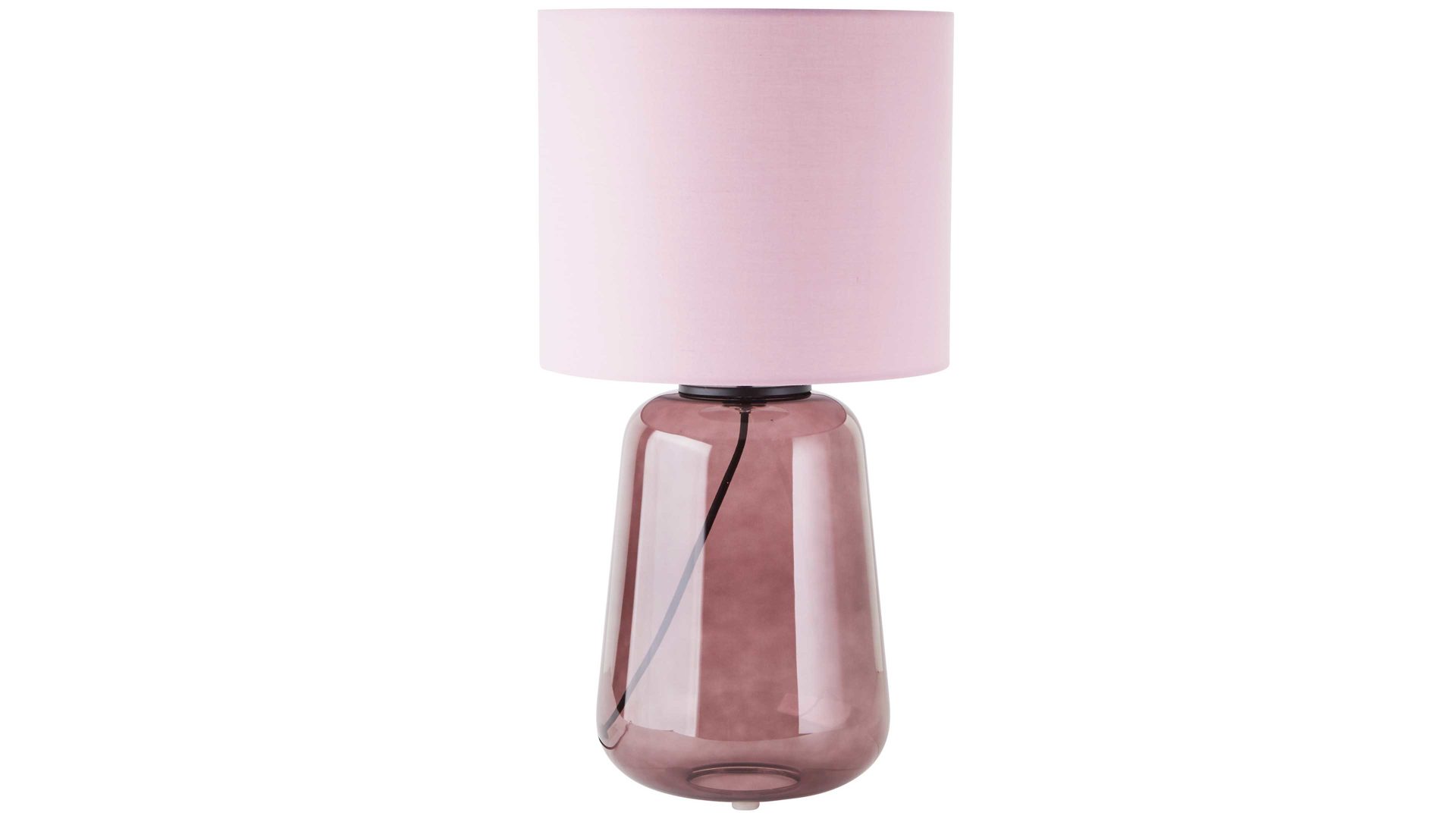 Tischleuchte Brilliant aus Glas in Rosa Brilliant Lampen-Serie Hydra - Tischleuchte mauvefarbenes Glas & violetter Stoff - Höhe ca. 57 cm