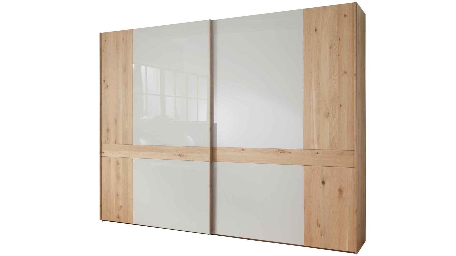 Kleiderschrank Wiemann | oeseder aus Holz in Weiß WIEMANN Modena Plus - Schwebetürenschrank Champagner & Eiche bianco - zwei Türen, Breite ca. 300 cm