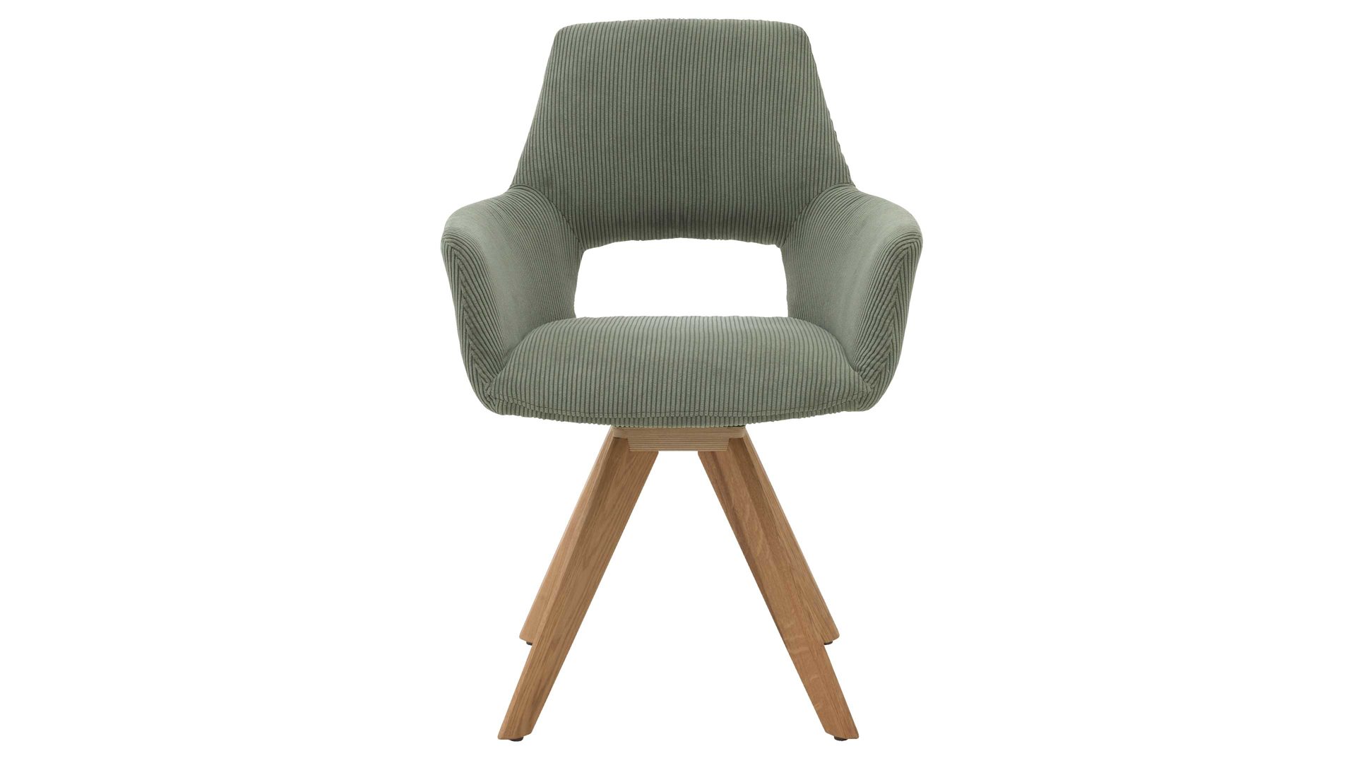 Vierfußstuhl Interliving aus Stoff in Dunkelgrün Interliving Esszimmer Serie 5605 – Armlehnstuhl waldgrüner Cord Rebel & Eiche