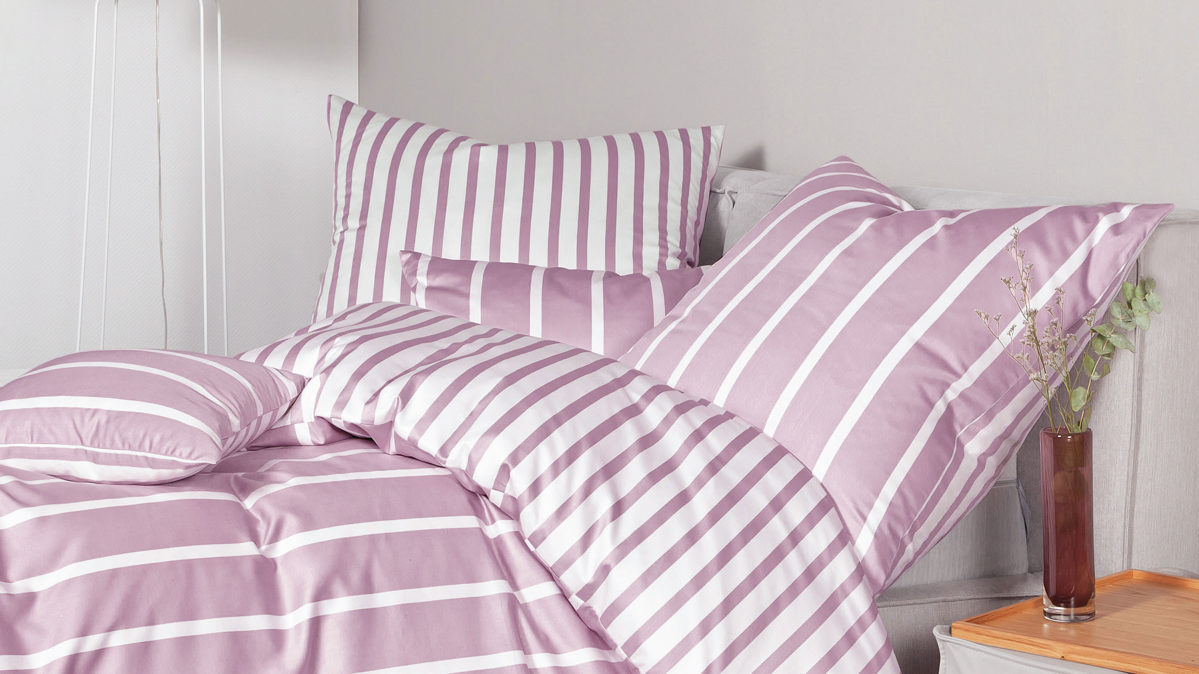 Bettwäsche-Set Janine® aus Naturfaser in Pink Janine® Bettwäsche-Set Kreiderosé - ca. 155 x 220 cm