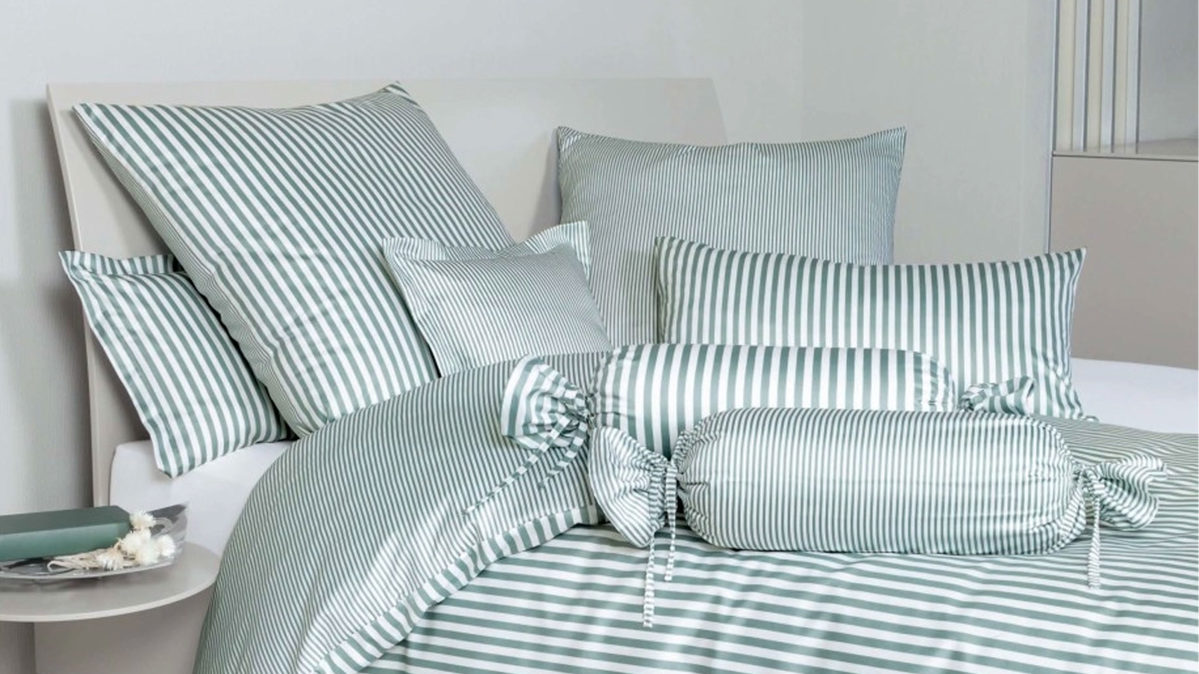 Bettwäsche-Set Janine® aus Naturfaser in Smaragd Janine® Bettwäsche-Set Salbeigrün - ca. 240 x 220 cm