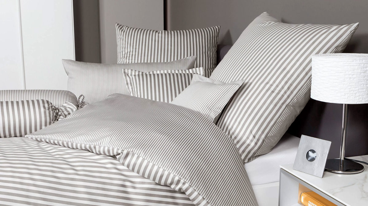 Bettwäsche-Set Janine® aus Naturfaser in Grau Janine® Bettwäsche-Set Vulkan - ca. 135 x 200 cm