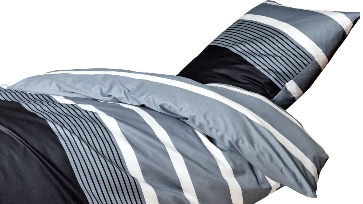 Bettwäsche-Set Janine® aus Naturfaser in Grau J. D. Bettwäsche-Set silberfarbener Mako-Satin – zweiteilig, ca. 135 x 200 cm