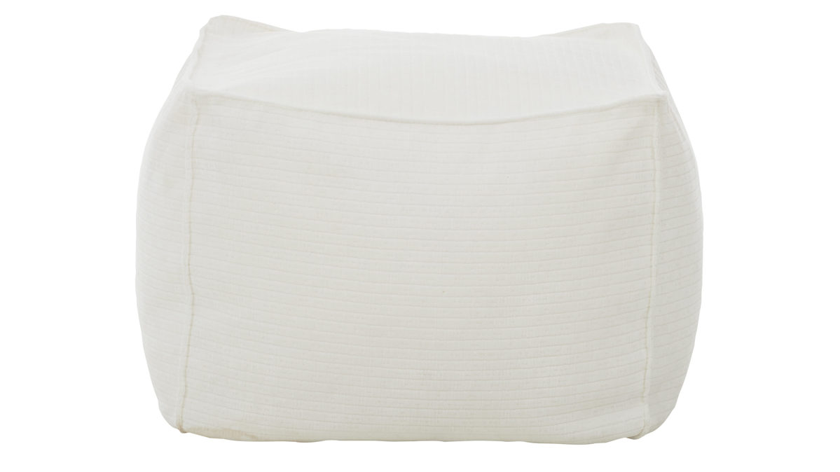 Polsterhocker Roomio® aus Stoff in Weiß Roomio® No. 4121 - Hocker weißer Bezug Monty - ca. 66 x 66 cm