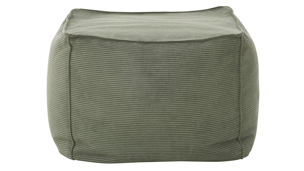 Polsterhocker Roomio® aus Stoff in Grün Roomio® No. 4121 - Hocker olivfarbener Feincord - ca. 66 x 66 cm