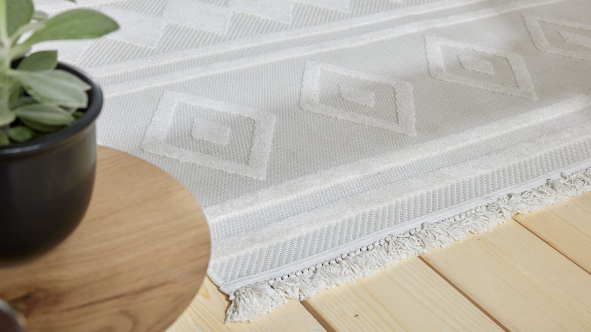 Webteppich Roomio® aus Kunstfaser in Beige Roomio® Teppich No. 8307 beiges Rautenmuster - ca. 160 x 230 cm