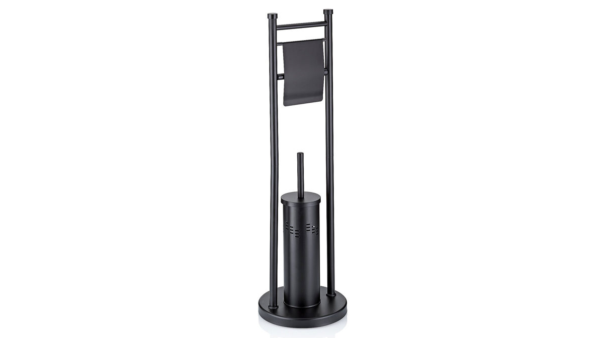 Toilettenbutler Kela | keck & lang aus Metall in Schwarz kela Toilettengarnitur Swing Schwarz – ca. 22 x 78 cm