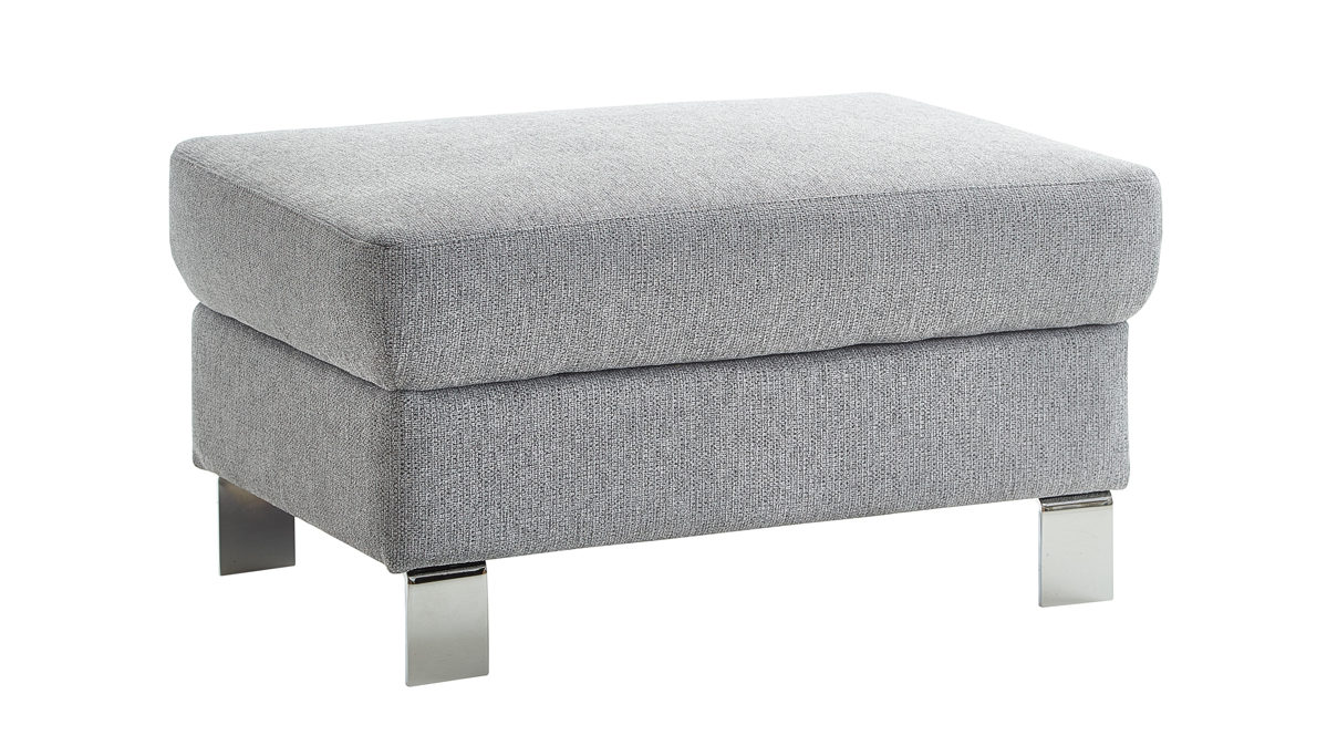 Einzelhocker Dietsch. aus Stoff in Hellgrau Polsterprogramm Enjoy Select - Hocker platinfarbener Bezug Mito - ca. 95 x 65 cm