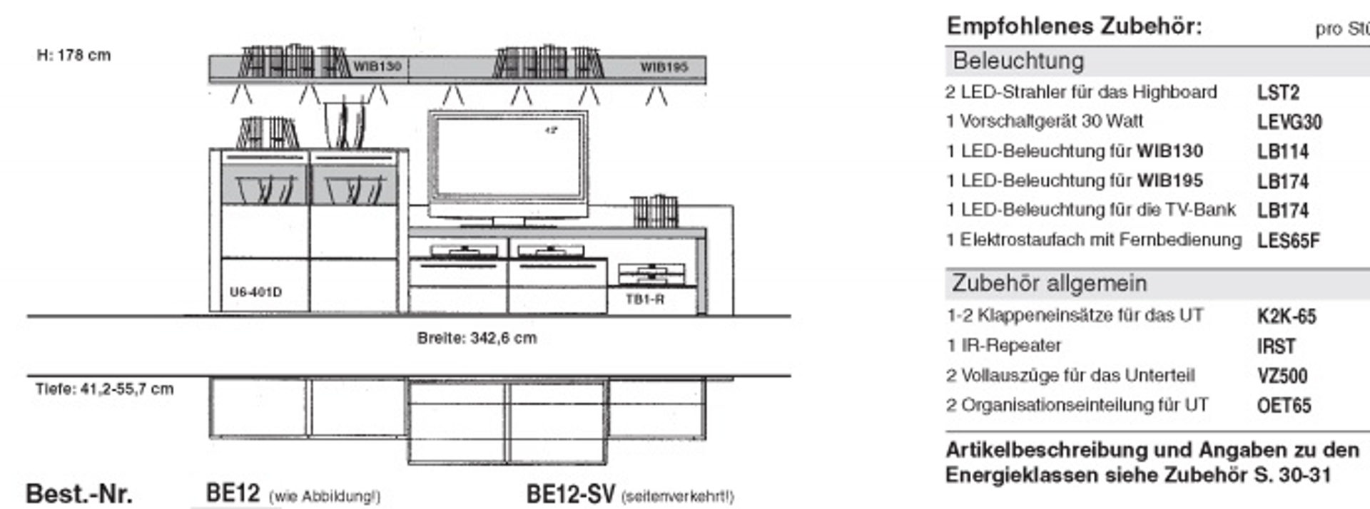 Basisprodukt Gwinner GWINNER Wohnwand BE12 Bellano