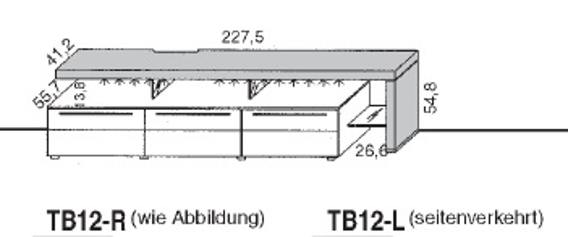 Basisprodukt Gwinner GWINNER TV-Unterbauten ohne Rückwand TB12 Bellano