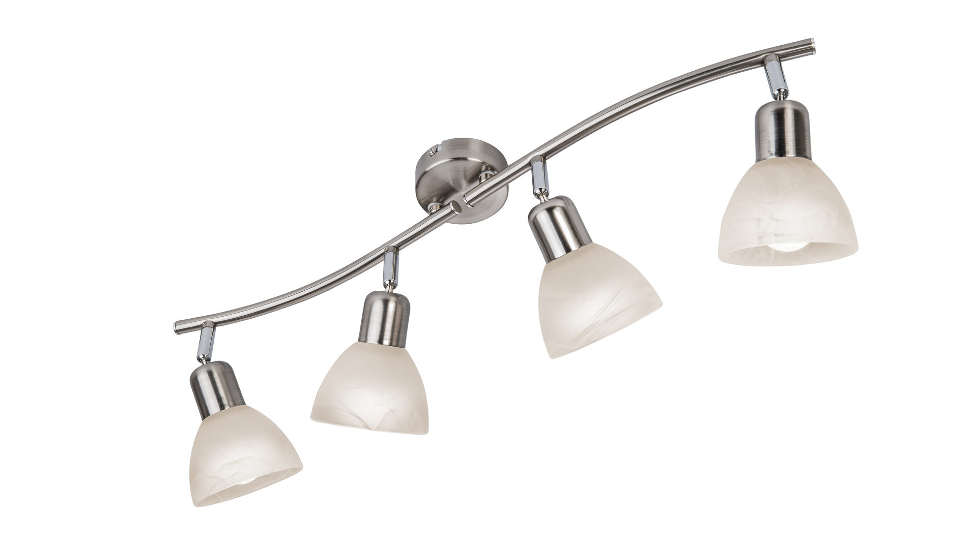 Deckenleuchte Art home - nino leuchten aus Glas in Metallfarben Nino LED-Spotleuchte Daytona Nickel, weißes & alabasterfarbenes Glas – Länge ca. 70 cm