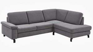 Ecksofa SOFAkultur aus Stoff in Grau SOFAkultur Programm SK 239 - Ecksofa platingrauer Bezug Easy Care & schwarze Metallfüße 893 - Stellfläche ca. 267 x 200 cm