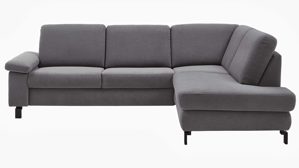 Ecksofa SOFAkultur aus Stoff in Grau SOFAkultur Programm SK 239 - Ecksofa platingrauer Bezug Easy Care & schwarze Metallfüße 893 - Stellfläche ca. 267 x 200 cm