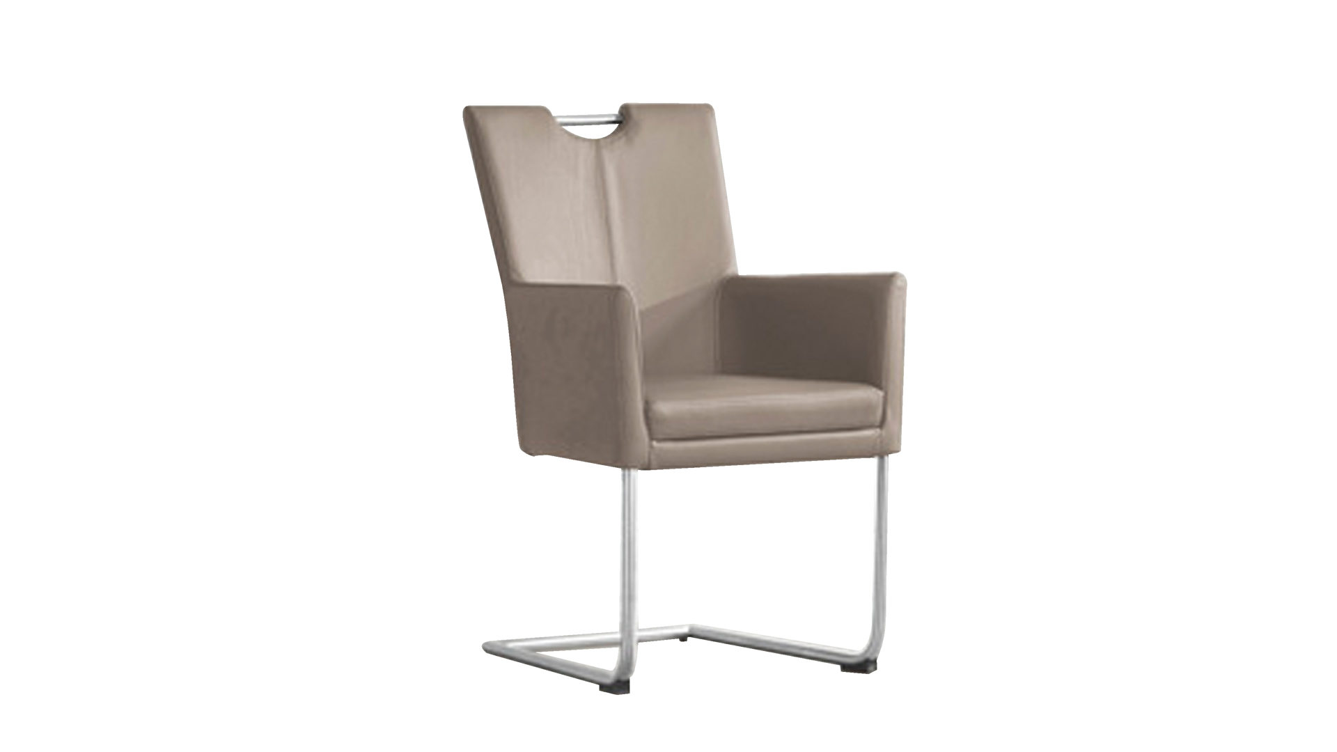 Schwingstuhl laVie aus Leder in Hellbraun LaVie Armlehnstuhl bzw. Schwingstuhl 0651 steinfarbenes Leder Napoli 989 & Edelstahlgestell