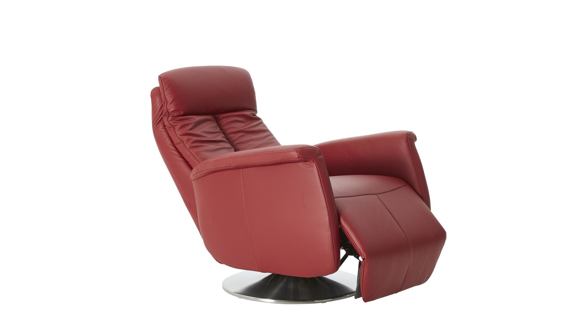 Relaxsessel modulmaster aus Leder in Dunkelrot Modulmaster MM-PN1035 - Relaxsessel 1SDCL D2 rossofarbenes Leder Torro & Edelstahl-Tellerfuß