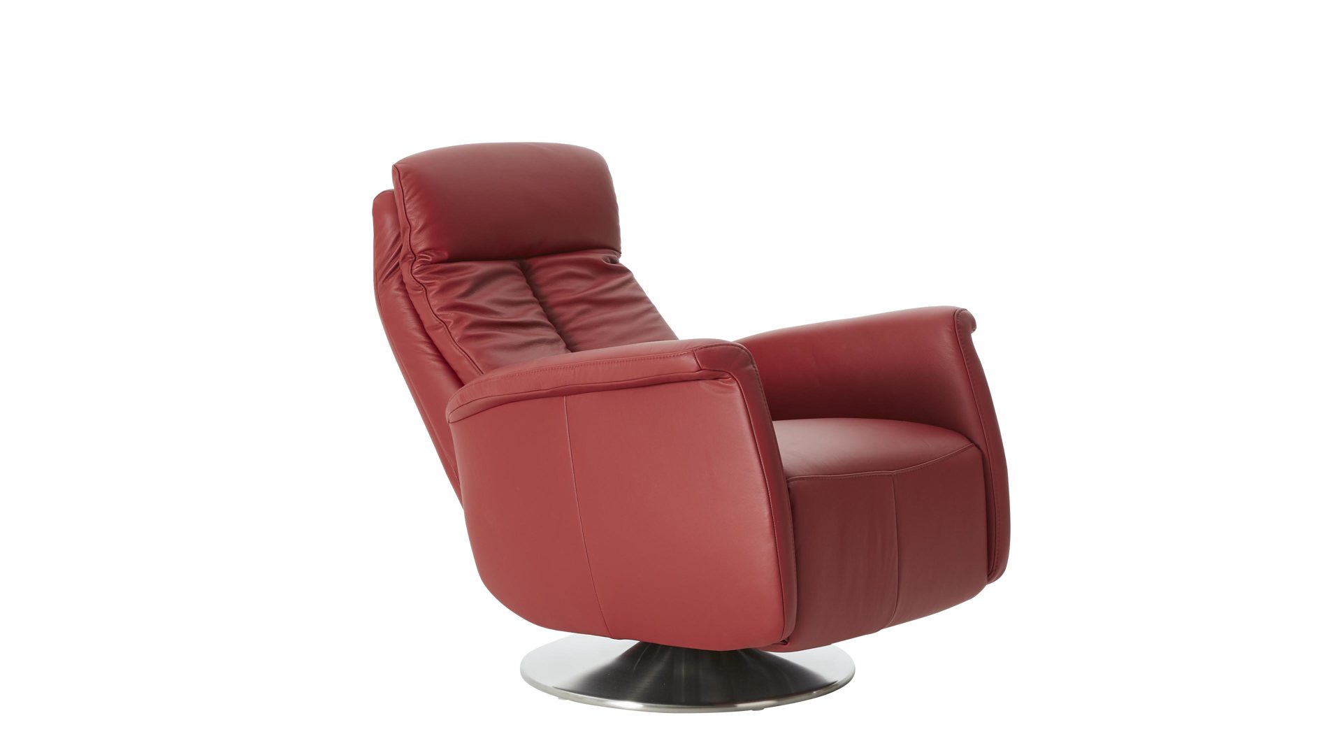 Relaxsessel modulmaster aus Leder in Dunkelrot Modulmaster MM-PN1035 - Relaxsessel 1SDCL D2 rossofarbenes Leder Torro & Edelstahl-Tellerfuß