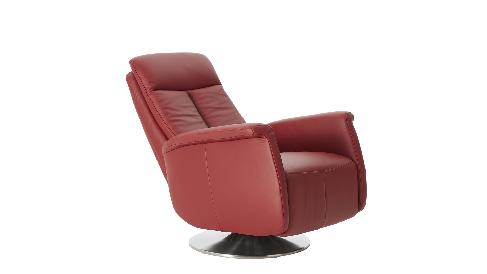 Relaxsessel modulmaster aus Leder in Dunkelrot Modulmaster MM-PN1035 - Relaxsessel 1SDCL D2 rossofarbenes Leder Torro & Edelstahl-Tellerfuß