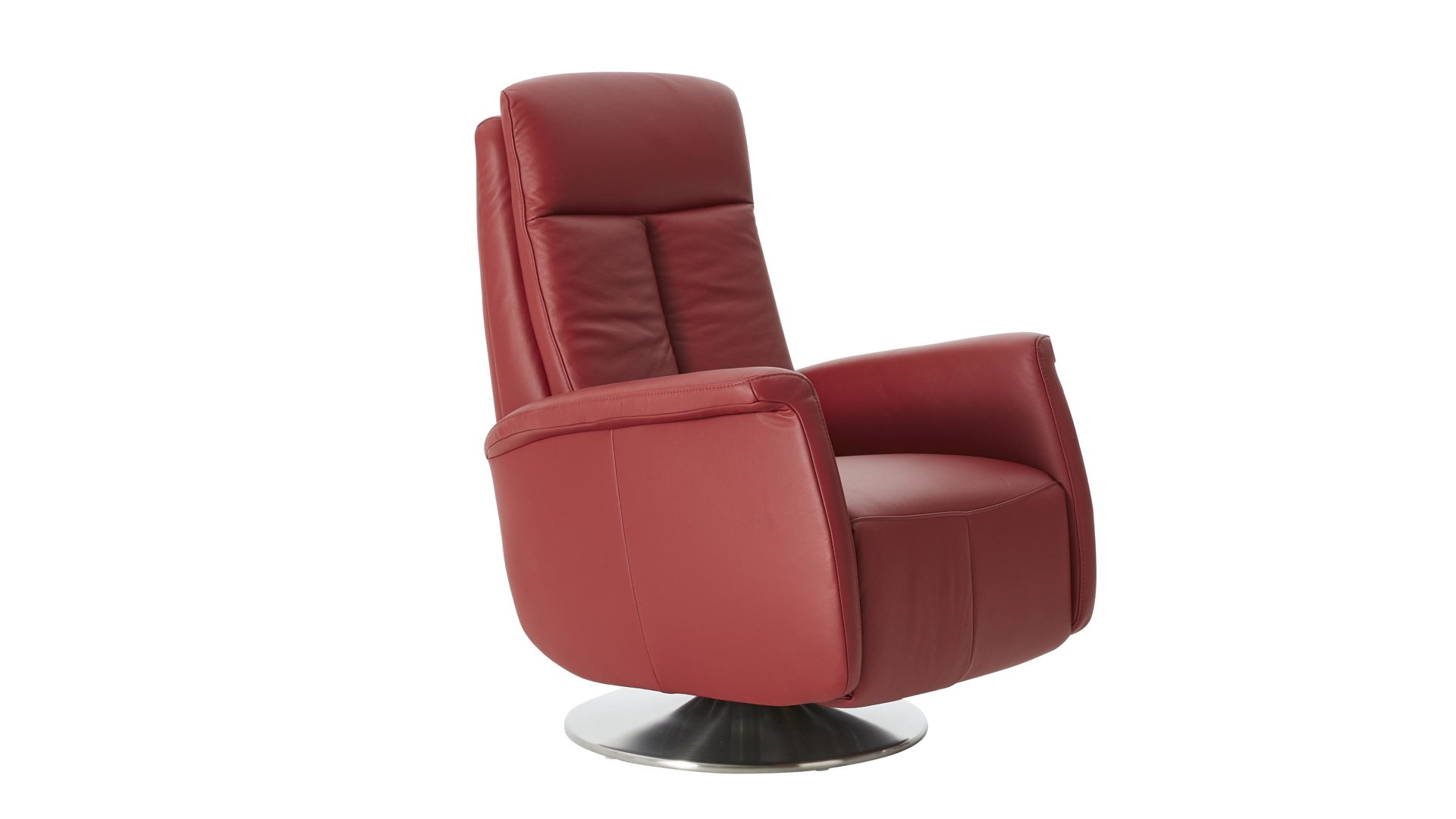 Relaxsessel modulmaster aus Leder in Dunkelrot Modulmaster MM-PN1035 - Relaxsessel 1SDCL D2 rossofarbenes Leder Torro & Edelstahl-Tellerfuß