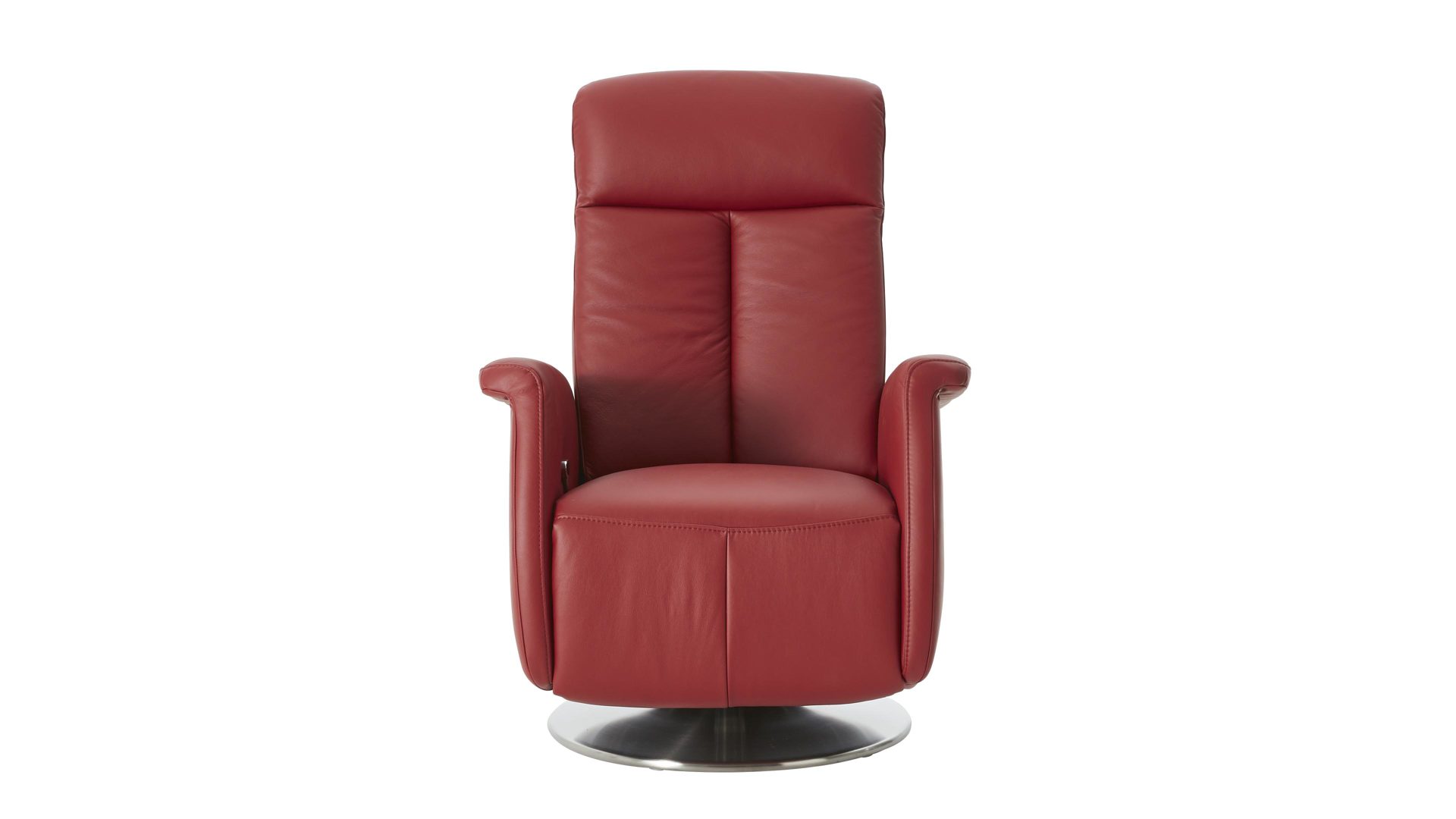 Relaxsessel modulmaster aus Leder in Dunkelrot Modulmaster MM-PN1035 - Relaxsessel 1SDCL D2 rossofarbenes Leder Torro & Edelstahl-Tellerfuß
