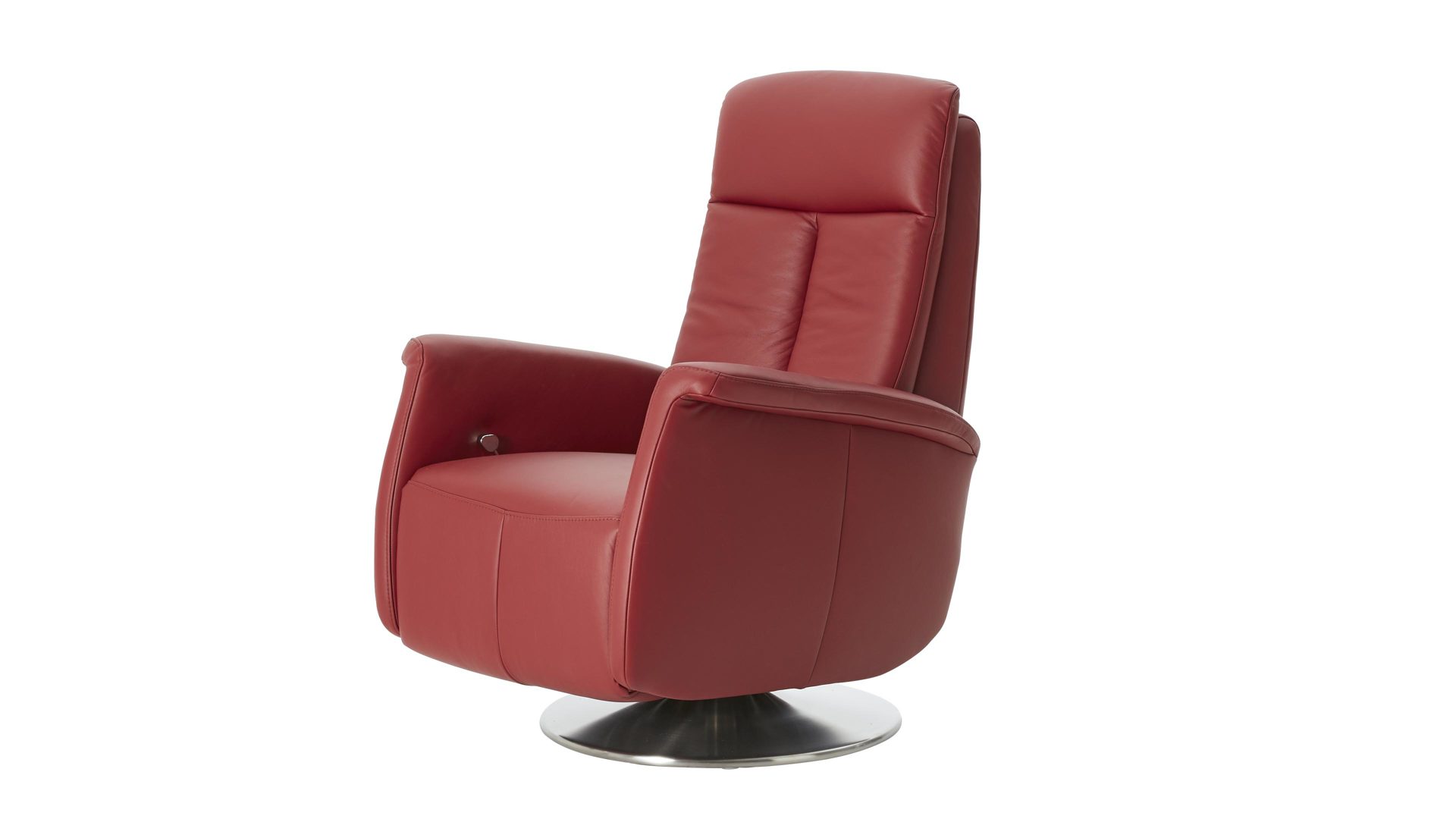 Relaxsessel modulmaster aus Leder in Dunkelrot Modulmaster MM-PN1035 - Relaxsessel 1SDCL D2 rossofarbenes Leder Torro & Edelstahl-Tellerfuß