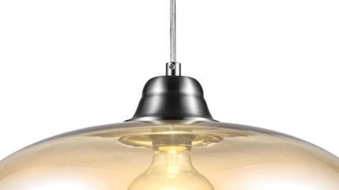 Pendelleuchte Globo lighting aus Glas in Hellbraun GLOBO Hängelampe Lille amberfarbenes Glas & Nickel – Durchmesser ca. 40 cm