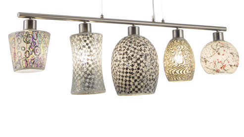 Pendelleuchte Globo lighting aus Glas in Mehrfarbig GLOBO Hängelampe Arezzo mehrfarbiges Glas & Nickel - Länge ca. 90 cm