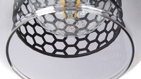 Pendelleuchte Globo lighting aus Glas in Grau GLOBO Lampen Serie Ando - Hängelampe rauchfarbenes Glas & schwarzes Metall - Durchmesser ca. 23 cm