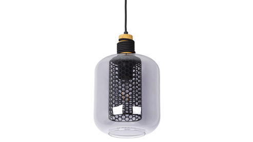 Pendelleuchte Globo lighting aus Glas in Grau GLOBO Lampen Serie Ando - Hängelampe rauchfarbenes Glas & schwarzes Metall - Durchmesser ca. 23 cm