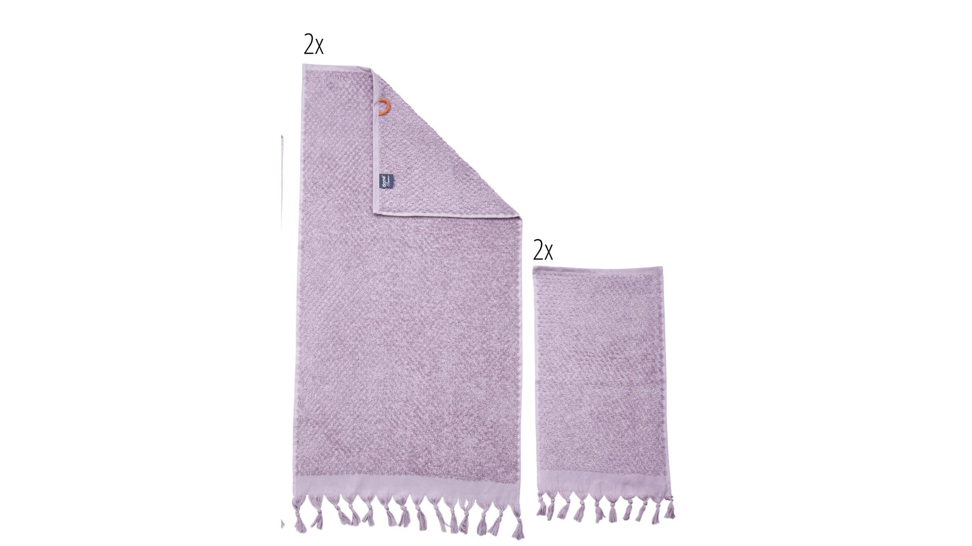 Handtuch-Set Done.® aus Stoff in Pastell done.® Handtuch-Set Provence Honeycomb altrosafarbene Baumwolle – vierteilig