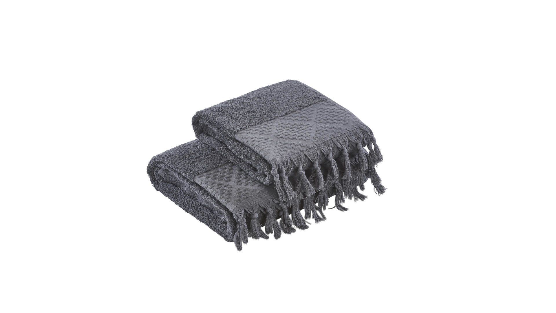 Handtuch-Set Done.® aus Stoff in Anthrazit done.® Handtuch-Set Provence Boheme - Heimtextilien anthrazitfarbene Baumwolle – zweiteilig