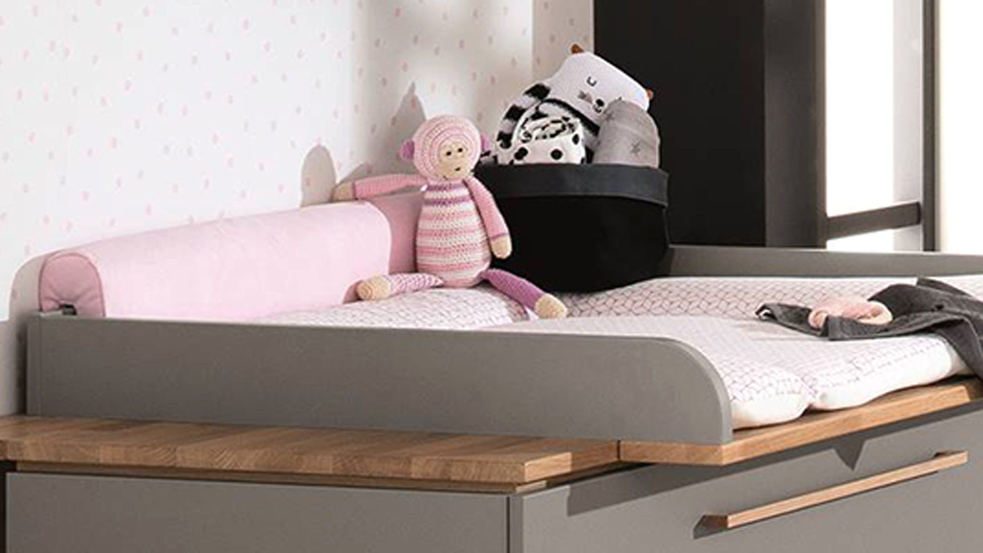 Wickelaufsatz Paidi aus Holz in Grau PAIDI Babyzimmer Sten – Wickelaufsatz Eiche & Schiefergrau – ca. 123 x 80 cm