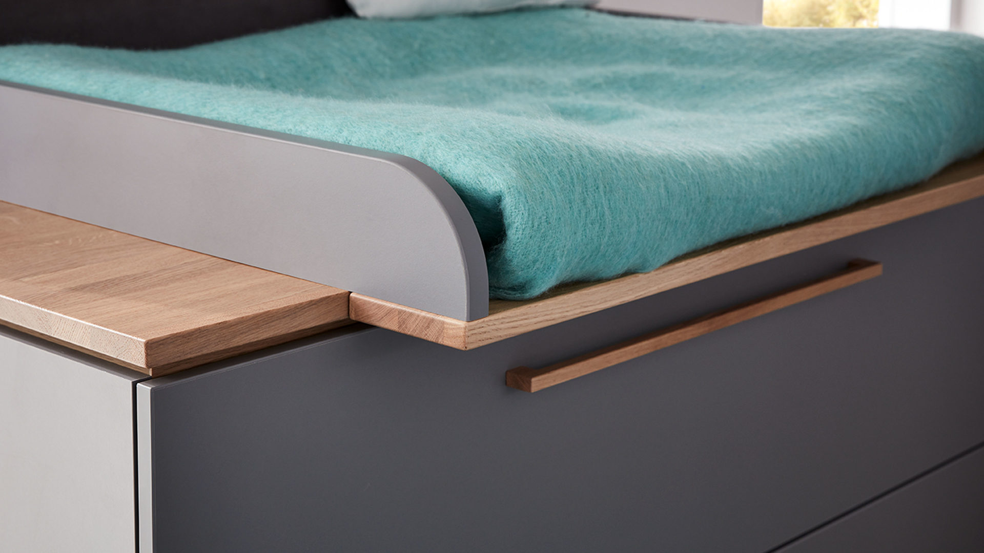 Wickelaufsatz Paidi aus Holz in Grau PAIDI Babyzimmer Sten – Wickelaufsatz Eiche & Schiefergrau – ca. 123 x 80 cm