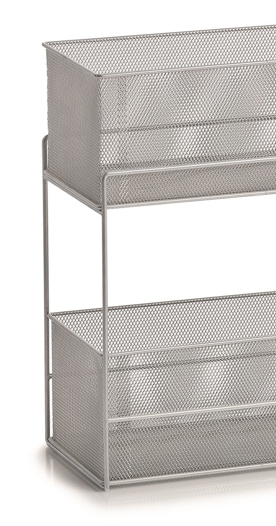 Regal Zeller present aus Metall in Metallfarben Etagenregal  alufarbenes Stahlgeflecht - ca. 18 x 42 x 35 cm