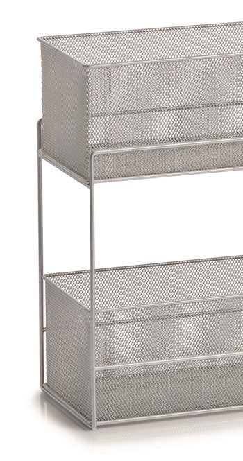 Regal Zeller present aus Metall in Metallfarben Etagenregal  alufarbenes Stahlgeflecht - ca. 18 x 42 x 35 cm