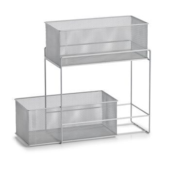 Regal Zeller present aus Metall in Metallfarben Etagenregal  alufarbenes Stahlgeflecht - ca. 18 x 42 x 35 cm