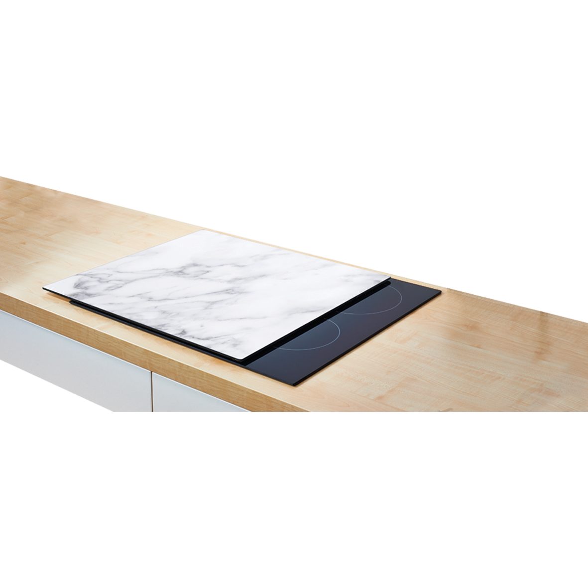 Schneidbrett Zeller present aus Glas in Weiß Rückwandschutz & Herd-Abdeckplatte weiß marmoriertes  Glas - ca. 56 x 50 cm