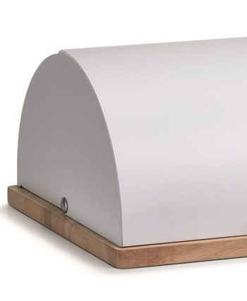 Brotkasten Zeller present aus Metall in Weiß Brotkasten weißes Metall & Gummibaum - ca. 39 x 16 x 28 cm