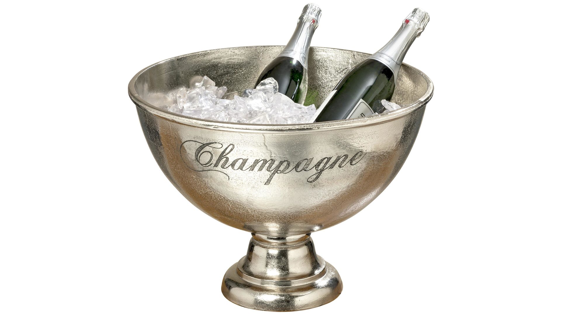 Sektkühler Boltze aus Metall in Metallfarben Champagnerkühler Woiv silberfarbenes Aluminium - Durchmesser ca. 47 cm