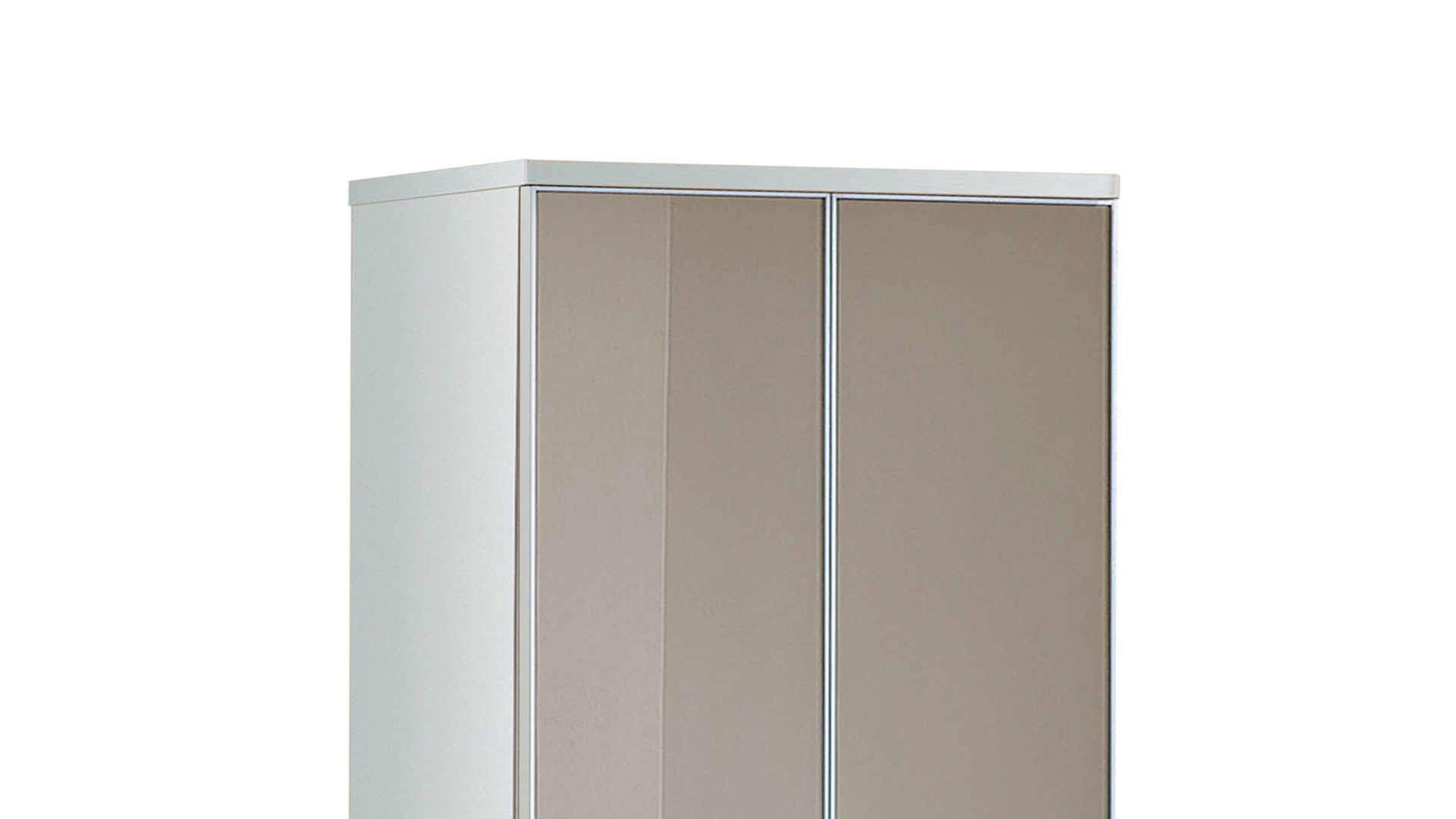 Garderobenschrank Voss möebel aus Glas in Braun VOSS MÖBEL Garderobenschrank Santina als Dielenmöbel weißer Lack & taupefarbenes Glas – zwei Türen